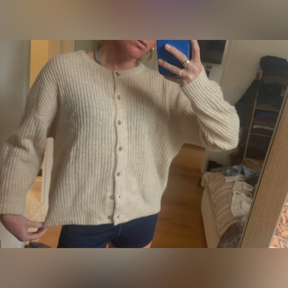 Jenni Kayne Alpaca Crewneck Button up